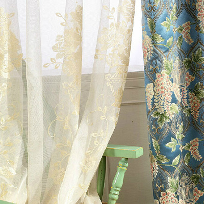 金蝉布艺窗帘鸟语花香